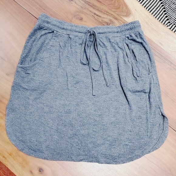Rebel Sugar- Light Grey Jersey Knit Drawstring Rounded Mini Skirt- Size Small - Picture 1 of 6